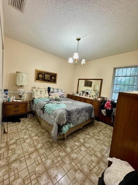 2671 SW 107th Ave, Miami, FL 33165 - bedroom featuring a textured ceiling and a chandelier