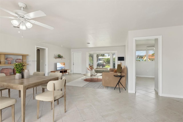 1700 SW 5th Ave, Pompano Beach, FL 33060 - dining room with light tile patterned floors and ceiling fan
