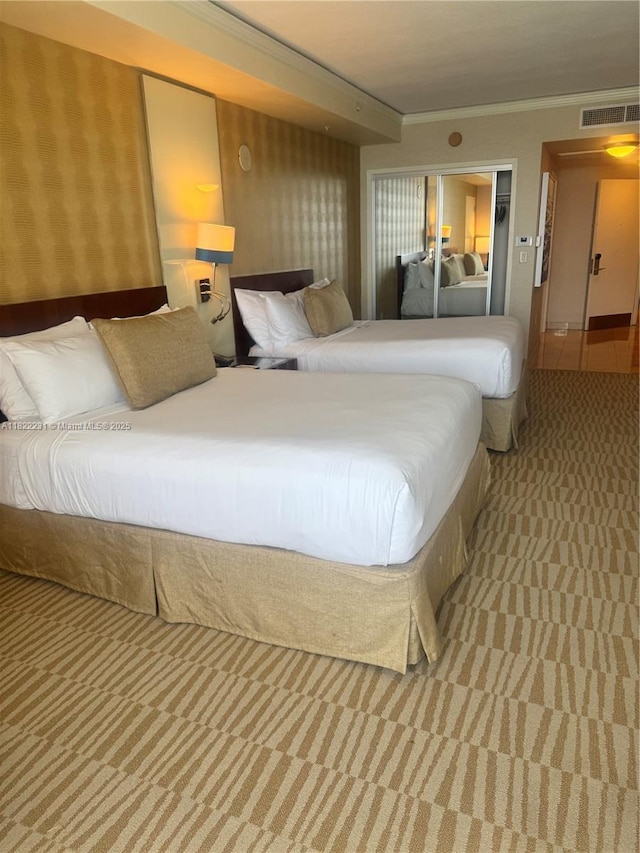 18001 Collins Ave Unit 918, Sunny Isles Beach, FL 33160 - bedroom with carpet floors and crown molding