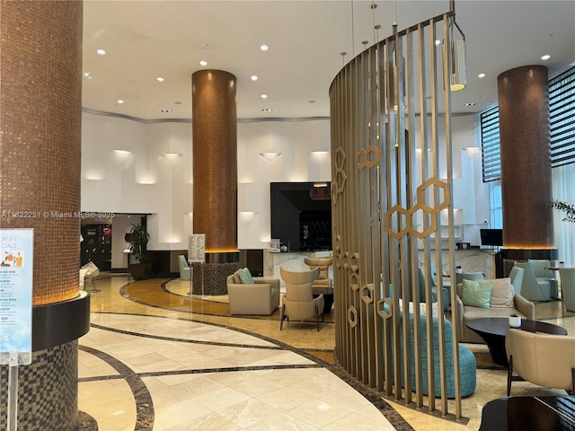 18001 Collins Ave Unit 918, Sunny Isles Beach, FL 33160 - common area featuring a towering ceiling and recessed lighting