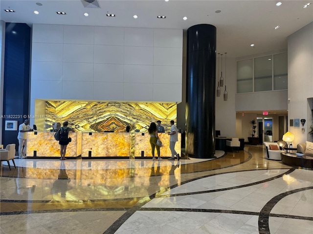 18001 Collins Ave Unit 918, Sunny Isles Beach, FL 33160 - lobby with a high ceiling and recessed lighting