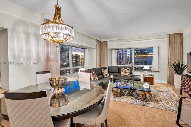 1435 Brickell Ave Unit 3012, Miami, FL 33131 - carpeted dining room with a chandelier