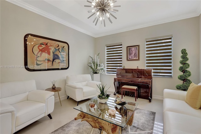 8902 NW 178th Ln, Hialeah, FL 33018 - living room featuring a chandelier and ornamental molding