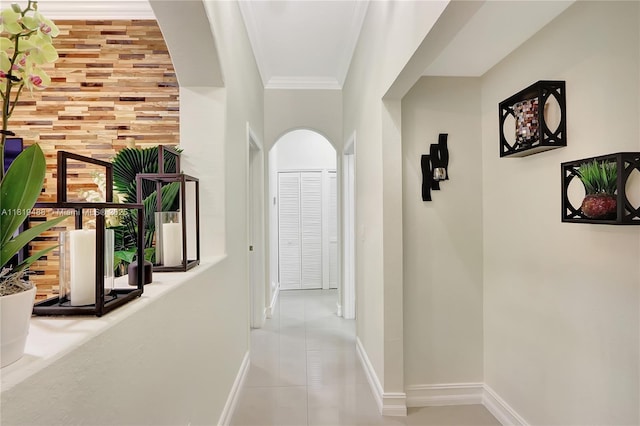 8902 NW 178th Ln, Hialeah, FL 33018 - hallway featuring crown molding and tile patterned floors