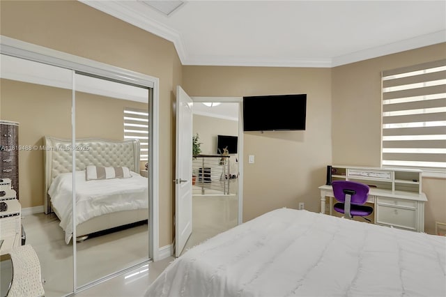 8902 NW 178th Ln, Hialeah, FL 33018 - tiled bedroom with ornamental molding and baseboards
