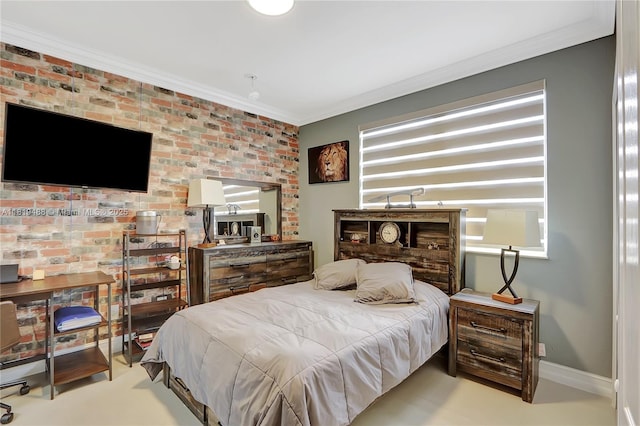 8902 NW 178th Ln, Hialeah, FL 33018 - bedroom featuring ornamental molding and brick wall