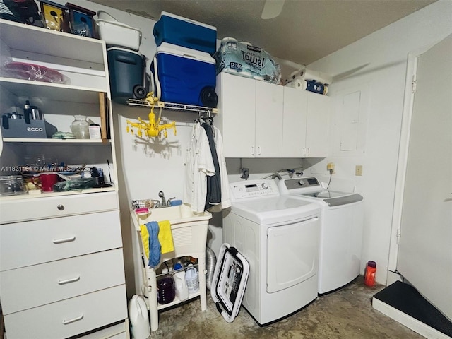 13205 SW 119th St, Miami, FL 33186 - laundry area with independent washer and dryer, cabinet space, and electric panel