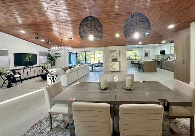 2019 NW 108th Ln, Coral Springs, FL 33071 - dining room with wooden ceiling, vaulted ceiling, and recessed lighting