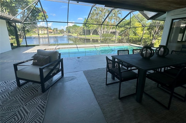 2019 NW 108th Ln, Coral Springs, FL 33071 - outdoor pool with a patio, a water view, and glass enclosure