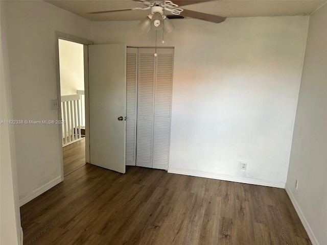 12666 NW 14th Pl Unit 12666, Sunrise, FL 33323 - unfurnished bedroom featuring wood finished floors, a closet, and ceiling fan