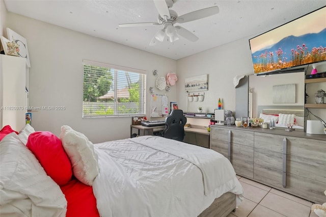 8981 NW 166th Ter, Miami Lakes, FL 33018 - bedroom featuring tile patterned floors, an office area, and ceiling fan