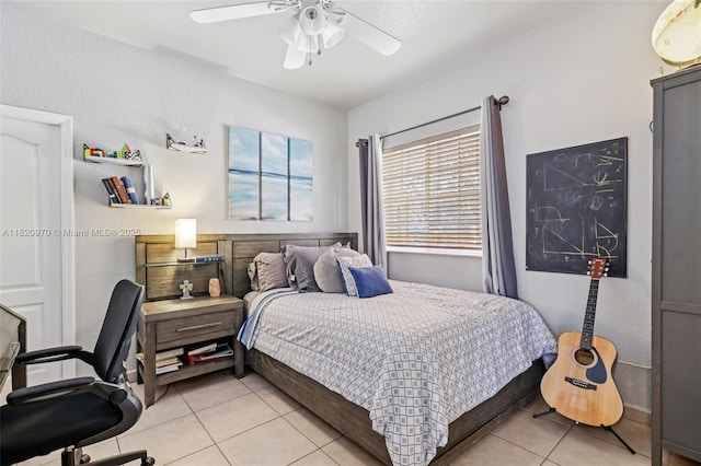 8981 NW 166th Ter, Miami Lakes, FL 33018 - bedroom with light tile patterned floors and ceiling fan