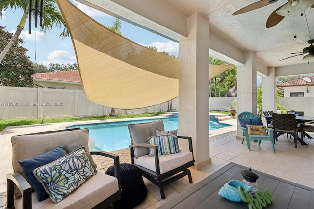 8981 NW 166th Ter, Miami Lakes, FL 33018 - fenced backyard featuring ceiling fan, outdoor dining space, and a patio