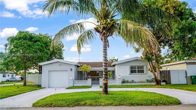 7795 Granada Blvd, Miramar, FL 33023 - ranch-style home featuring curved driveway, stucco siding, and a garage
