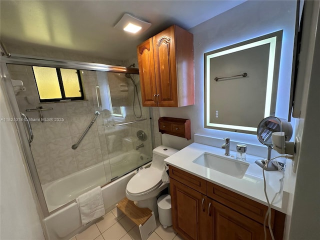 5160 Las Verdes Cir Unit 103, Delray Beach, FL 33484 - bathroom with enclosed tub / shower combo, vanity, and tile patterned flooring