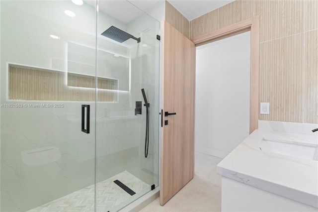 3002 SW 151st Ct, Miami, FL 33185 - full bathroom featuring a marble finish shower and vanity