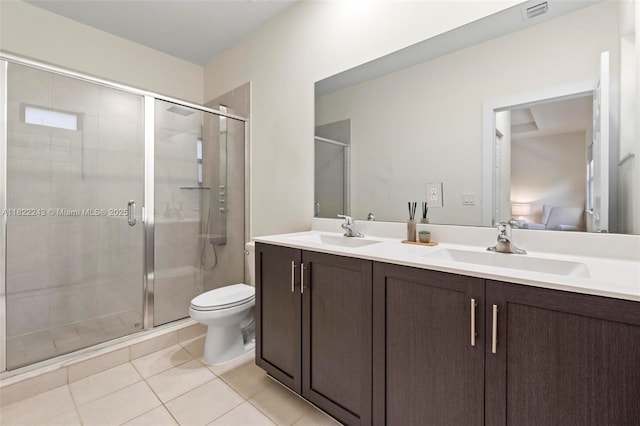 10129 W 32nd Ln, Hialeah, FL 33018 - full bath featuring double vanity, a shower stall, and tile patterned floors