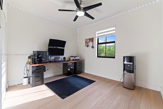 10129 W 32nd Ln, Hialeah, FL 33018 - home office featuring wood finished floors and ceiling fan