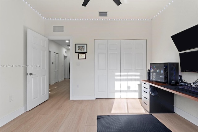 10129 W 32nd Ln, Hialeah, FL 33018 - unfurnished office with light wood-style flooring and ceiling fan