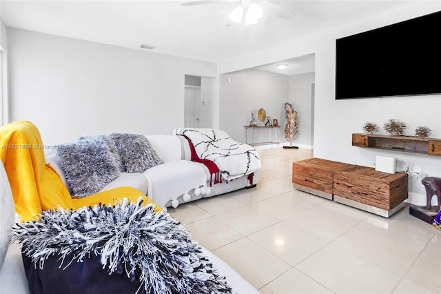 3430 NW 16th St, Miami, FL 33125 - tiled living room with a ceiling fan