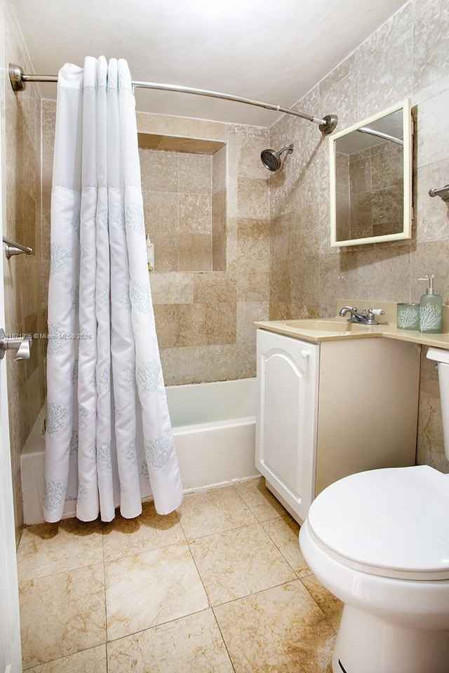 3430 NW 16th St, Miami, FL 33125 - full bathroom featuring shower / bath combo, vanity, and tile patterned flooring