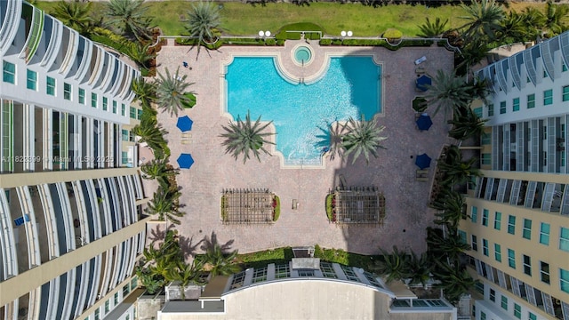 1755 E Hallandale Beach Blvd Unit 608E, Hallandale Beach, FL 33009 - drone / aerial view of a pool area