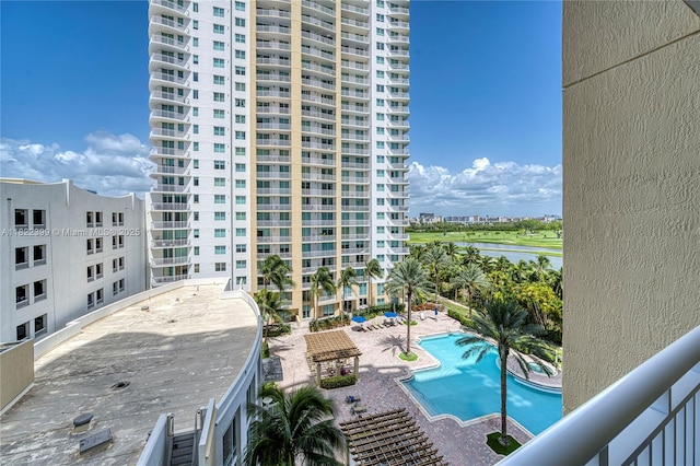 1755 E Hallandale Beach Blvd Unit 608E, Hallandale Beach, FL 33009 - community pool featuring a water view and a view of city