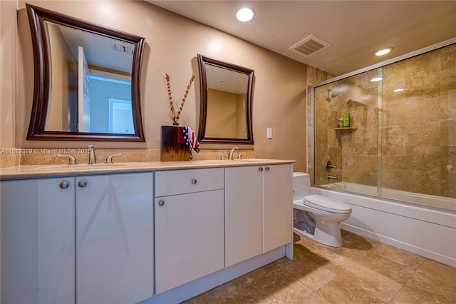 1755 E Hallandale Beach Blvd Unit 608E, Hallandale Beach, FL 33009 - full bath featuring double vanity, shower / bath combination with glass door, and recessed lighting