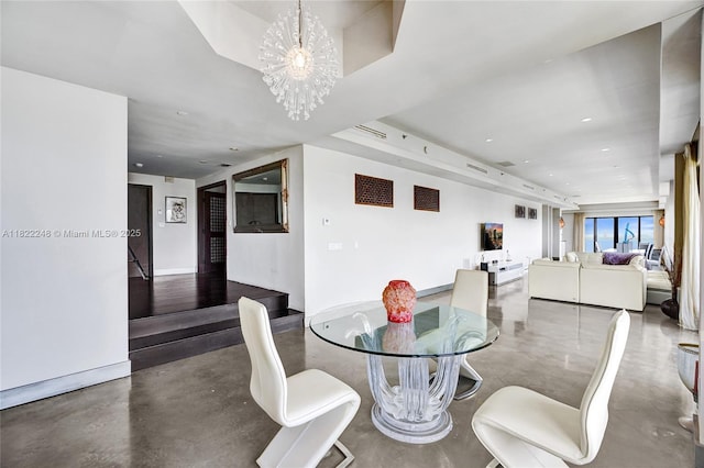 780 NE 69th St Unit T-1A, Miami, FL 33138 - dining area featuring concrete floors, a chandelier, and recessed lighting