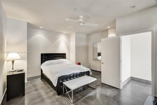 780 NE 69th St Unit T-1A, Miami, FL 33138 - bedroom featuring concrete flooring, recessed lighting, and ceiling fan
