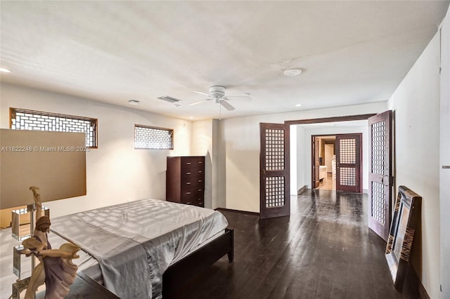 780 NE 69th St Unit T-1A, Miami, FL 33138 - bedroom with hardwood / wood-style flooring, recessed lighting, ceiling fan, and heating unit