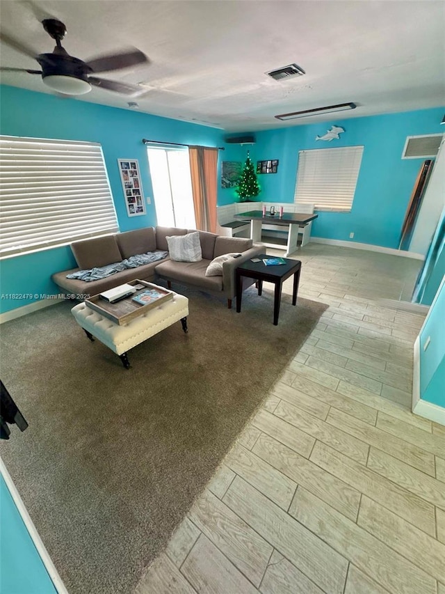 6211 SW 9th Pl, North Lauderdale, FL 33068 - living area featuring a ceiling fan and wood finished floors