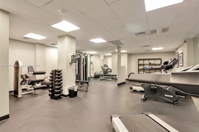 111 E Flagler St Unit 902, Miami, FL 33131 - workout area featuring a paneled ceiling