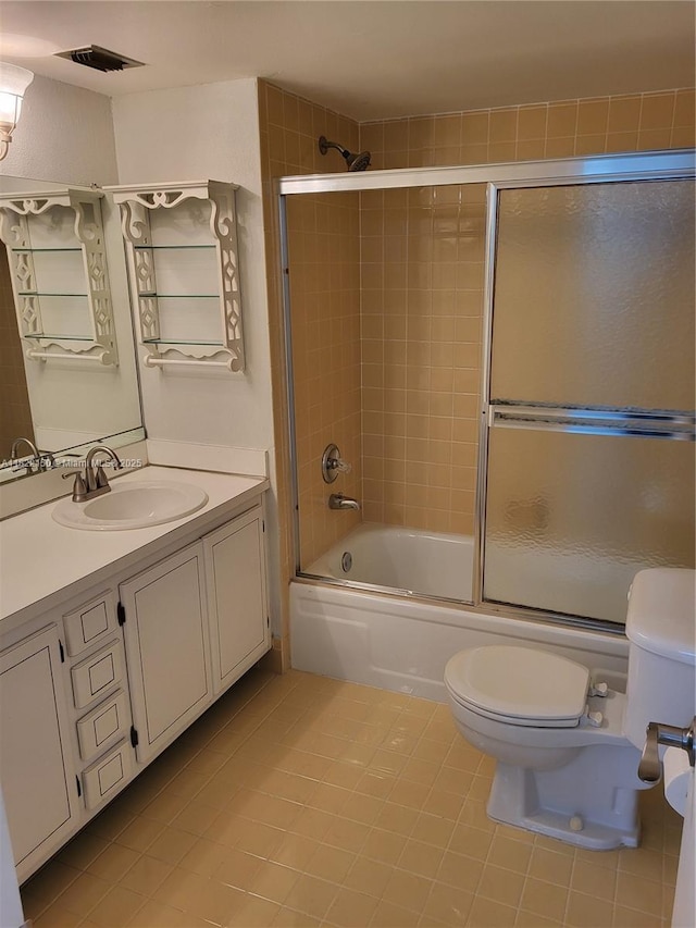 3150 W Rolling Hills Cir Unit 310, Davie, FL 33328 - bathroom with tile patterned flooring, vanity, and bath / shower combo with glass door