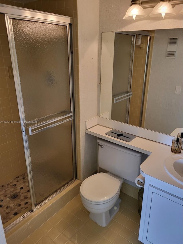 3150 W Rolling Hills Cir Unit 310, Davie, FL 33328 - bathroom with tile patterned floors, a stall shower, and vanity