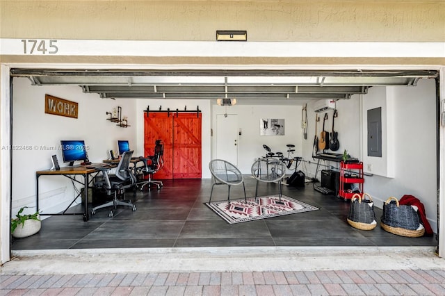 1745 NW 77th Ave, Pembroke Pines, FL 33024 - garage featuring an office area, a wall mounted AC, and electric panel