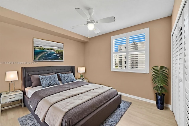 17100 N Bay Rd Unit 1904, Sunny Isles Beach, FL 33160 - bedroom with light wood-type flooring and ceiling fan