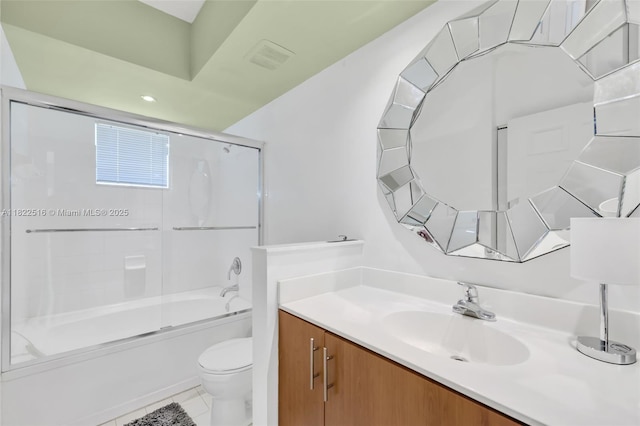 17100 N Bay Rd Unit 1904, Sunny Isles Beach, FL 33160 - bathroom with vanity, shower / bath combination with glass door, and tile patterned floors
