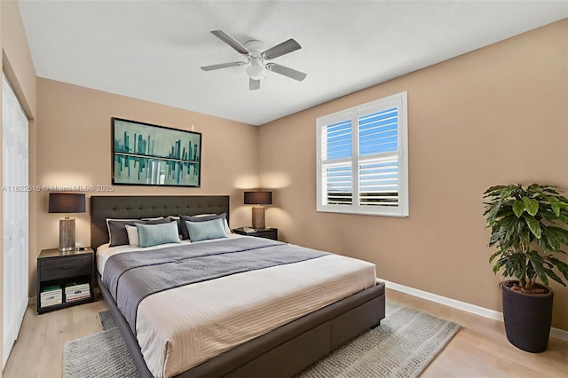 17100 N Bay Rd Unit 1904, Sunny Isles Beach, FL 33160 - bedroom featuring light wood-style floors and ceiling fan