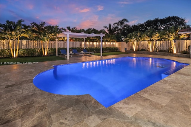 11044 NW 19th Mnr, Coral Springs, FL 33071 - view of swimming pool featuring a patio, a fenced backyard, and a pergola