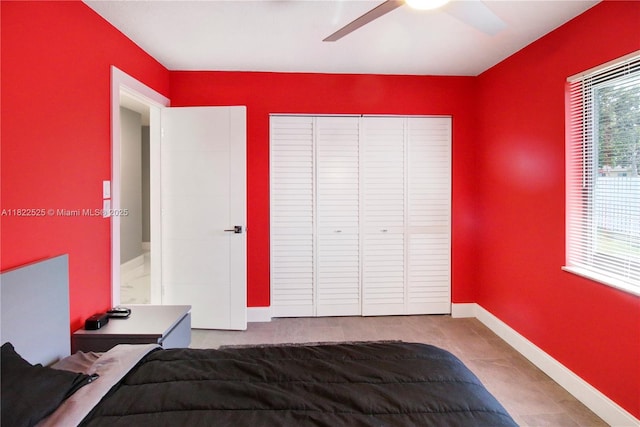 11044 NW 19th Mnr, Coral Springs, FL 33071 - bedroom featuring a closet and a ceiling fan