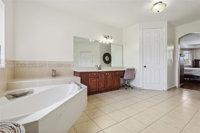 13006 SW 196th St, Miami, FL 33177 - bathroom featuring vanity, a bath, tile patterned floors, and connected bathroom