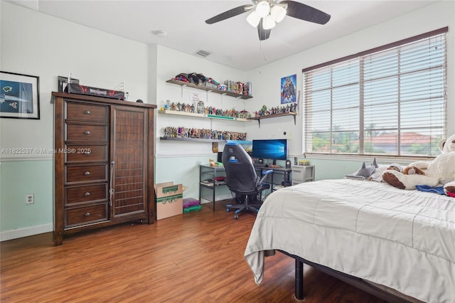 13006 SW 196th St, Miami, FL 33177 - bedroom with wood finished floors, ceiling fan, and a desk