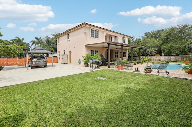 13006 SW 196th St, Miami, FL 33177 - rear view of property with a patio area, ceiling fan, a gazebo, and stucco siding