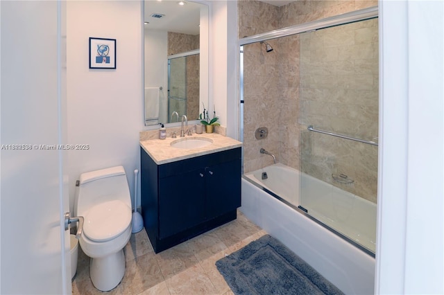 1425 Brickell Ave Unit 48C, Miami, FL 33131 - full bath featuring vanity, enclosed tub / shower combo, and tile patterned floors