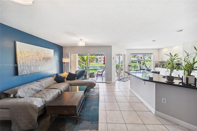 11018 NW 47th Ter, Doral, FL 33178 - living area with healthy amount of natural light, a textured ceiling, and light tile patterned floors