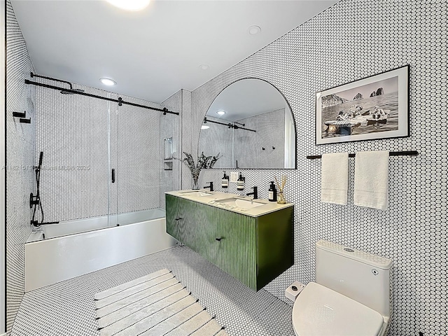 3301 NE 1st Ave Unit H1215, Miami, FL 33137 - bathroom featuring shower / bath combination, tile patterned flooring, and double vanity