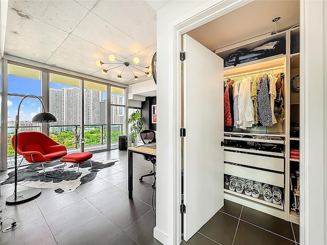 3301 NE 1st Ave Unit H1215, Miami, FL 33137 - sunroom featuring a chandelier and a city view