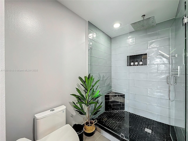 3301 NE 1st Ave Unit H1215, Miami, FL 33137 - bathroom with a shower stall, recessed lighting, and tile patterned floors