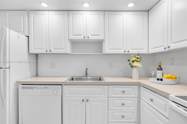 1965 S Ocean Dr Unit 6Q, Hallandale Beach, FL 33009 - kitchen featuring white appliances, white cabinets, light countertops, recessed lighting, and open shelves